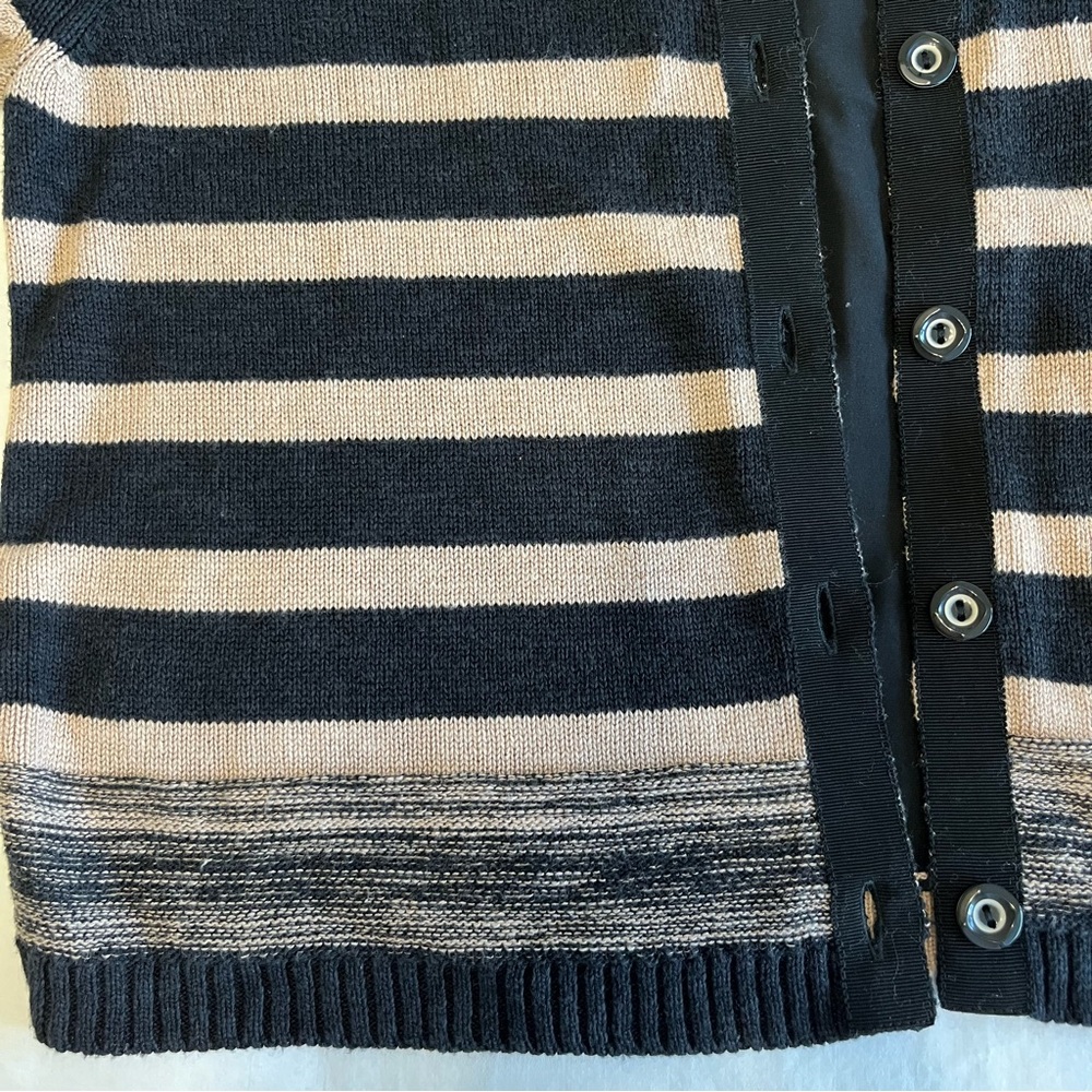 NWOT Anthropologie Moth Large Striped Black and Tan Women's Sweater - Picture 7 of 13